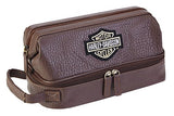 Harley-Davidson Deluxe Top Grain Bar & Shield Leather Toiletry Kit 99509 Brown