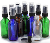 Vivaplex, 12, Assorted Colors, 2 oz Glass Bottles, with Black Fine Mist Sprayers