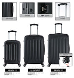 Inusa Philadelphia Lightweight Hardside Spinner 3 Piece Set 19” & 23” & 27”-Black