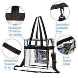 BAGS for LESS Clear Tote Stadium Approved with Adjustable Shoulder Straps and Mesh Pockets