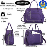 Lily & Drew Carry On Weekender Overnight Travel Shoulder Bag for 15.6 Inch Laptop Computers for Women (Purple)
