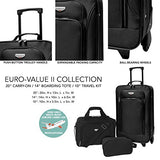 Travelers Club Euro II 3-Piece Softside Luggage Set, black
