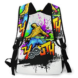Multi leisure backpack,Young Man Hip Hop Culture Graffiti Art And St, travel sports School bag for adult youth College Students