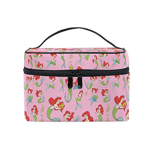 Makeup Bag Pink Cartoon Mermaid Travel Cosmetic Bags Organizer Train Case Toiletry Make Up Pouch