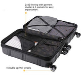 Travel Joy Expandable Spinner Luggage Sets,TSA lightweight Hardside Luggage Set, Premium Hardshell 20" 24"28 inches Luggage 3 piece Set (DARK GREY, 3-piece)