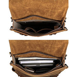 Berchirly Genuine Leather Laptop Backpack Bookbag For Men Women Large Travel Rucksack Brown