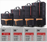 Ailouis 36 Inch Expandable Extra Large Wheeled Travel Duffel Luggage Bag (Black B)