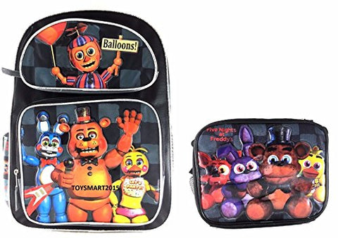 Five Nights at Freddy's Large Backpack 16" Boys School Book Bag Plus Lunch Bag
