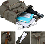 Vintage Canvas Backpack Outdoor Hiking Travel Rucksack 19L Army Green #220