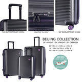 TPRC 3 Piece Multi-Tone Eye-Catching Design Hardside Luggage Set with TSA Lock, Black with Purple Color Option