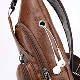 Men Leather Waist Bag Crossbody Shoulder Messenger Zips Outdoors Workout Traveling Casual Cycling Running Hiking Pack