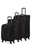SWISSGEAR 7208 Expandable Liteweight Durable 3pc Spinner Luggage Set Black