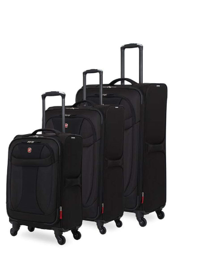 SWISSGEAR 7208 Expandable Liteweight Durable 3pc Spinner Luggage Set Black