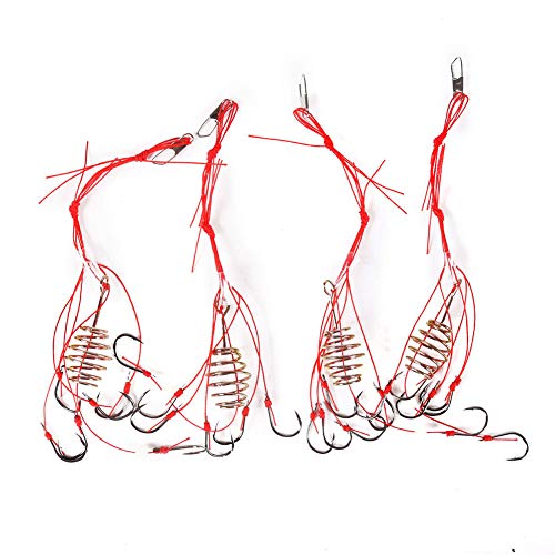 LIZHOUMIL 4Pcs Explosion Luminous Beads Fishing Hook Fishing Lure Bait Trap Feeder Cage Sharp Fishing Hook with Springs 9# (a Box of 2 Total 2 Boxes)