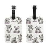 Cute Grey Koala Travel Leather Luggage Baggage Suitcases Tags Label Set of 2
