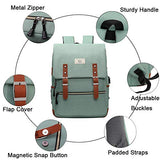 Ronyes Vintage Laptop Backpack for Women Men Unisex College Bag School College Bookbag 15.6inch Laptop Bag Small Computer Backpack Stylish Casual Rucksack Daypacks with USB Charging Port (LightGreen)