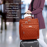16.5" Underseat Women Luggage Carry On Suitcase - Small Rolling Tote Bag with Wheels (Orange)