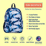 Wildkin 15 Inch Kids Backpack for Boys & Girls, 600-Denier Polyester Backpack for Kids, Features Padded Back & Adjustable Strap, Perfect Size for School & Travel Backpacks, BPA-free (Sharks)