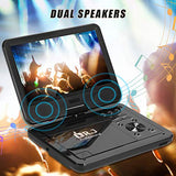 DR. J 12.5" Portable DVD CD Player 10.5" HD Swivel Screen with 5 Hours Rechargeable Battery, Region-Free Video Player with Remote Control and AV Cable Sync TV with Car Charger, Red Color in Stock