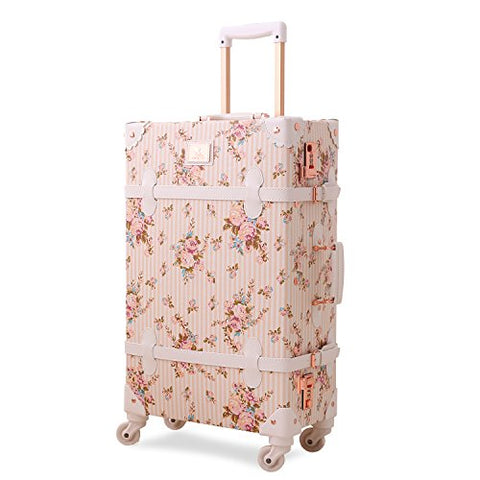 Vintage Floral Luggage Sets Pu Leather Suitcase Set Hand Bag Spinner Carry On