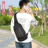 JAGENIE Men Backpack USB Charger Port Chest Pack Anti-Theft Rucksack Shoulder Sling Bag Black