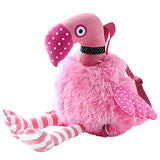 Berchirly Cute Pink Flamingo Plush Toy Mini Backpack for Baby Girls