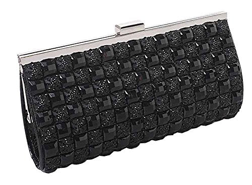 Double Sided Rhinestones Clutch Bag, With The Detachable Chain [Black]
