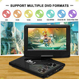 DR. J 11.5" Portable DVD Player with HD 9.5" Swivel Screen, Rechargeable Battery with Wall Charger, Car Charger and AV Cable, Sync TV Projector Function, Support USB Flash Drive SD Card, Region Free