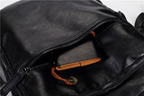 Vintage PU Leather Backpack School College Bookbag Laptop Computer Backpack (Black 2)