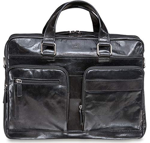 Mancini Leather Goods Bridge Double Compartment 15.6'' Laptop/Tablet Briefcase