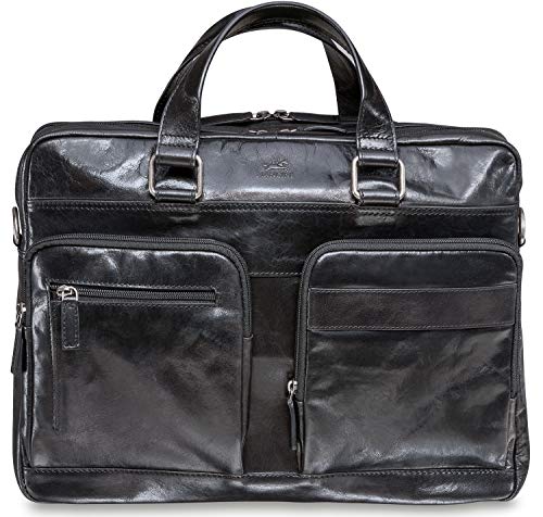 Mancini Leather Goods Bridge Double Compartment 15.6'' Laptop/Tablet Briefcase