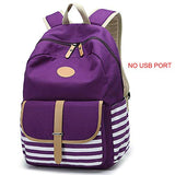 FLYMEI Cute Bookbags for Girls, Purple Canvas Backpack for Women, Teens Backpack for School, 15.6 Inch Laptop Backpack Lightweight Bookbag Casual Daypack for Travel
