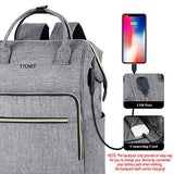 Laptop Backpack for Women Men, Travel Backpack for 15.6 Inch Laptop with RFID Pocket USB Charging Port, College School Backpack Bookbag Water Resistant Carry on Bag for Office/Teacher/Work,Grey