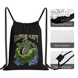 Gator Navy Drawstring Backpack Gym Bags Waterproof Packable Rucksack Hiking Bag