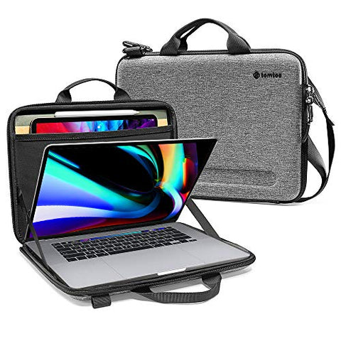 tomtoc Ultra-Slim Case for 16-inch New MacBook Pro A2141, 15-inch Old MacBook Pro A1398, Organized Shoulder Bag with Tablet Pocket for Up to 12.9-iPad Pro with Magic Keyboard and Smart Keyboard Folio