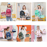 MITOWERMI Canvas Backpack Set Girls Bookbags Set 3 in 1 College Laptop Backpack Striped Prints with Lunch bag(Black)