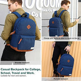 College Backpack, Water-resistent Laptop Backpack with USB Charging Port & Headphone Adapter for Men & Women Slim Anti-Theft Travel Bookbags Fits up to 14'' Computer 15'' Macbook - Blue