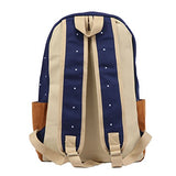Damara Dots Canvas Fabric School Bags Backpack Rucksack,Navy Blue