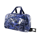 3Pc Rolling Wheel Travel Bag And Cosmetic Bag Purse Tote Set Blue Butterflies