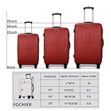Fochier Luggage 3 Piece Set Hardshell Lightweight Spinner Suitcase 20in24in28in