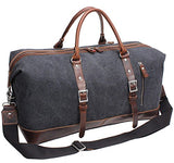 Iblue Vinatge Leather Weekender Travel Bag Mens Duffel Bag Canvas B003(Xl 21'', Grey)