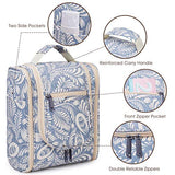 Hanging Travel Toiletry Bag Cosmetic Make up Organizer for Women and Men (Blue Leaf)