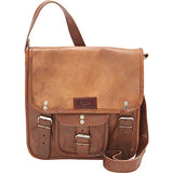 Genuine Leather Light Brown Cross Body Messenger Bag