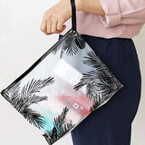 Fashion Women Travel Cosmetic Bags PVC Clear Leaf Makeup Organizer Lady Large Necessary Toiletry