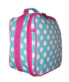 Monogrammed Aqua Polka Dot Back To School Lunch Tote