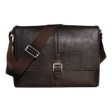 Boconi Men'S Tyler Tumbled Single Buckle Messenger In Coffee Leather W/ Khaki