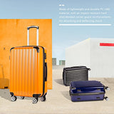 Coolife Luggage Expandable 3 Piece Sets PC+ABS Spinner Suitcase 20 inch 24 inch 28 inch (orange)