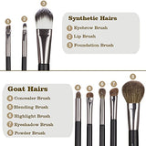 Matto Makeup Brushes Travel Set 8-Piece With Pouch Goat Hair And Synthetic Fibers