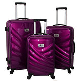 Chariot Veneto 3-Piece Hardside Lightweight Upright Spinner Luggage Set, Violet