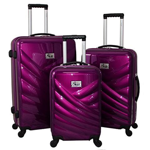 Chariot Veneto 3-Piece Hardside Lightweight Upright Spinner Luggage Set, Violet